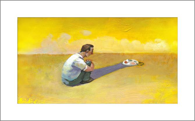 Купить и печать на заказ Картины, фото с паспарту Сюрреализм мужчина и маска