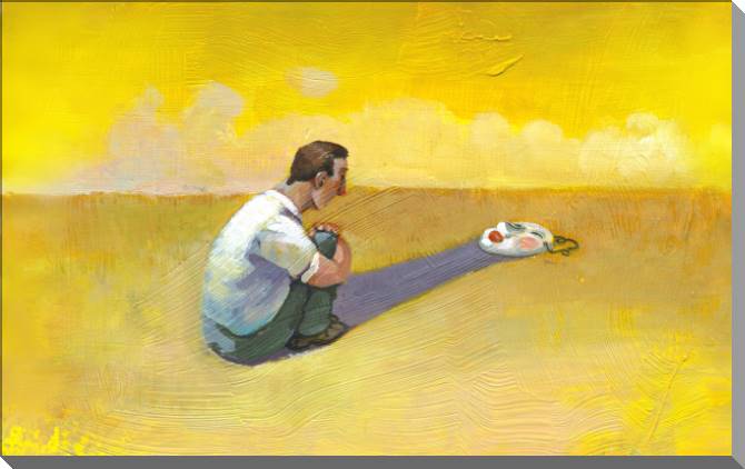 Картины на пластике, пеноркартоне Surrealism the man and the mask