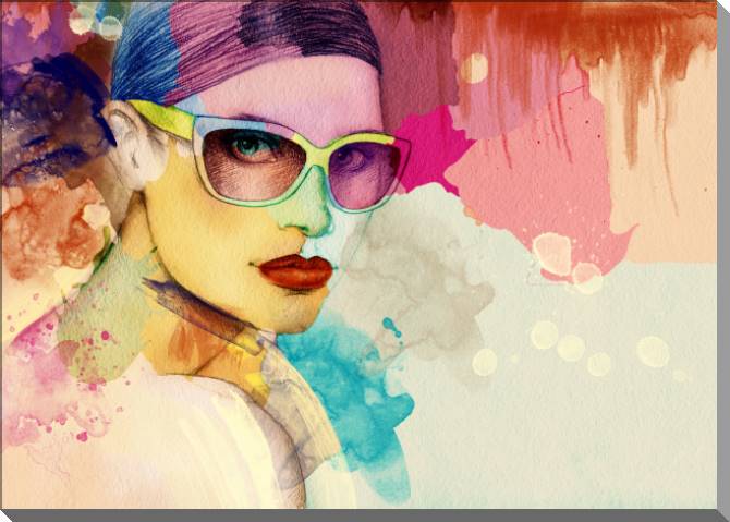 Картины на пластике, пеноркартоне Female face colorful watercolor