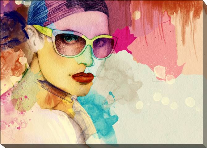 Paintings on canvas Female face colorful watercolor
