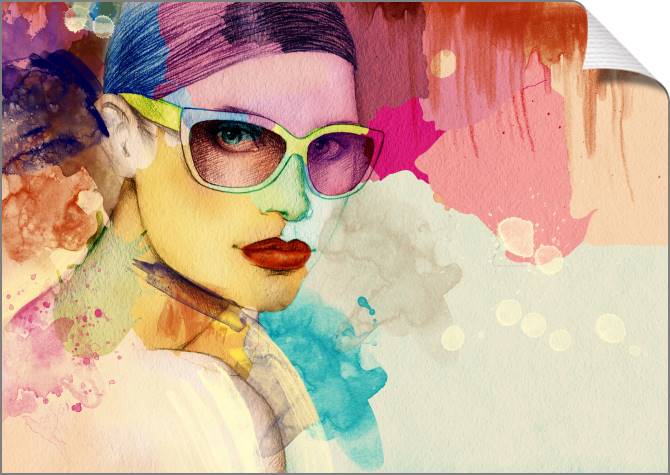 Купить и печать на заказ Картины на холсте Женское лицо красочная акварель