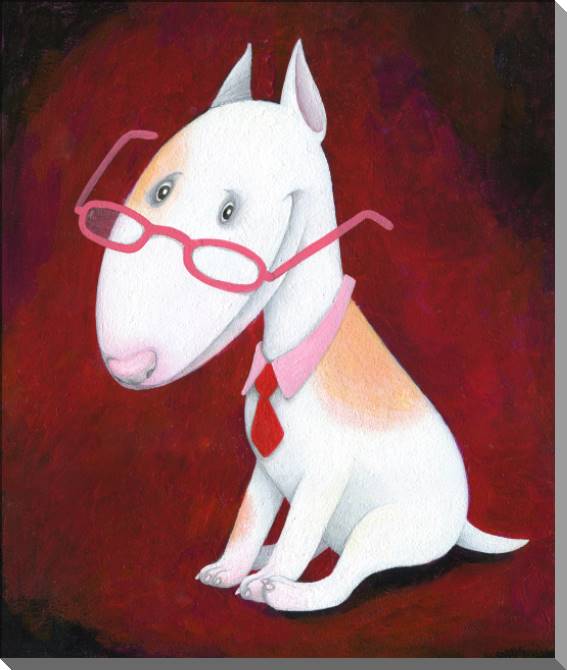 Картины на пластике, пеноркартоне White dog in glasses