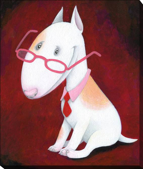 Картины на холсте White dog in glasses