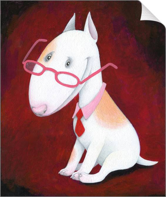 Купить и печать на заказ Картины на холсте Белый пес в очках