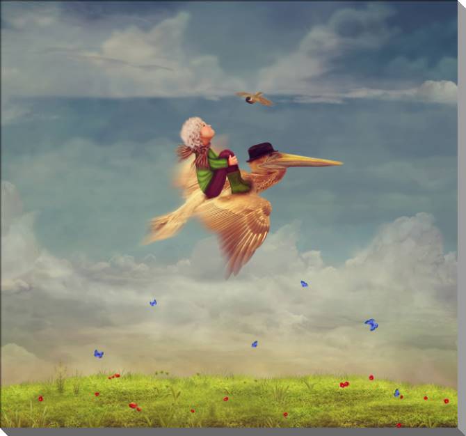 Картины на пластике, пеноркартоне The boy and the Pelican