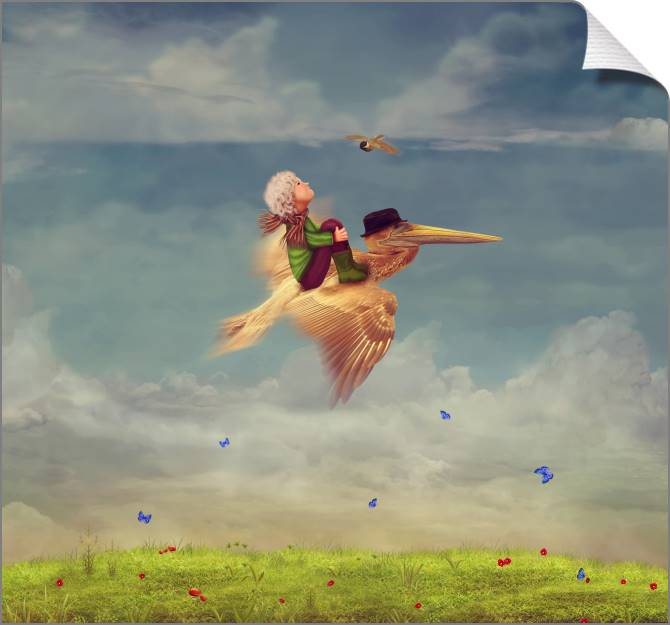 Купить и печать на заказ Картины на холсте Мальчик и пеликан