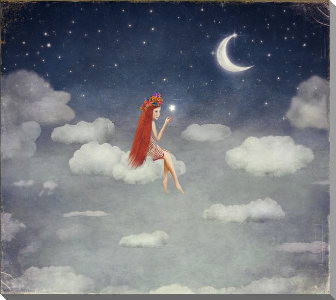 Картины на пластике, пеноркартоне The girl on the cloud