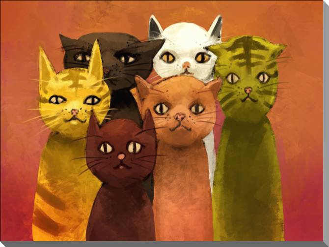 Картины на пластике, пеноркартоне Multi-colored seals