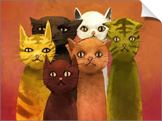 Купить и печать на заказ Картины на холсте Разноцветные котики