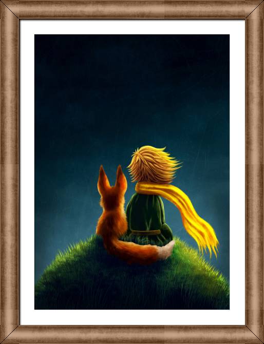 Купить и печать на заказ Картины в рамке, багете Маленький принц и лис