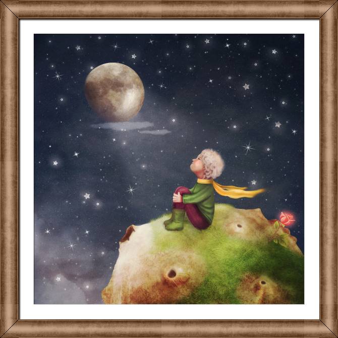 Купить и печать на заказ Картины в рамке, багете Маленький принц и роза