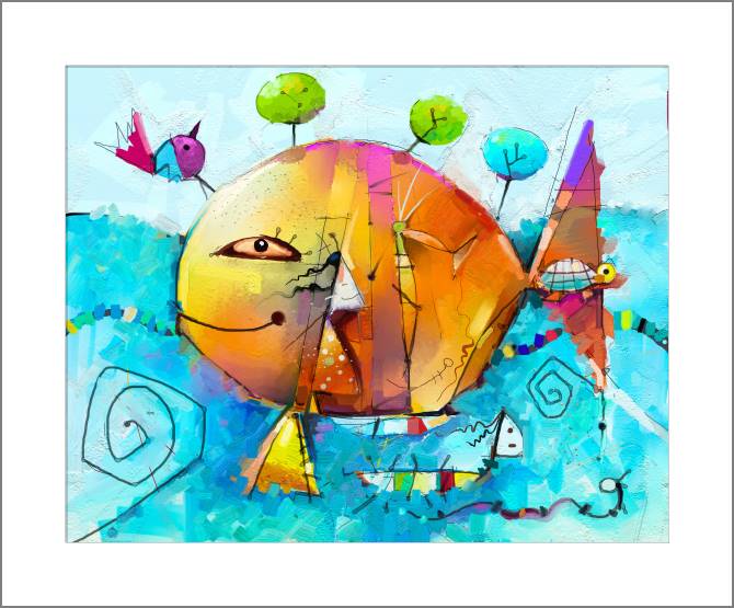 Купить и печать на заказ Картины, фото с паспарту Сказочная рыба