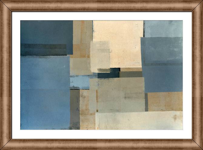 Купить и печать на заказ Картины в рамке, багете Синяя и бежевая абстракция