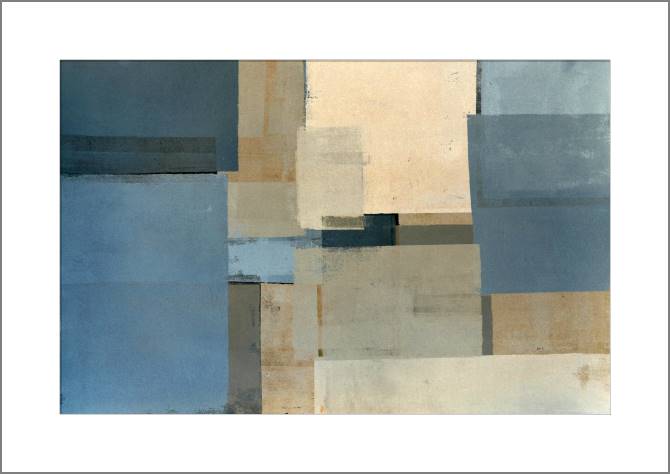 Купить и печать на заказ Картины, фото с паспарту Синяя и бежевая абстракция