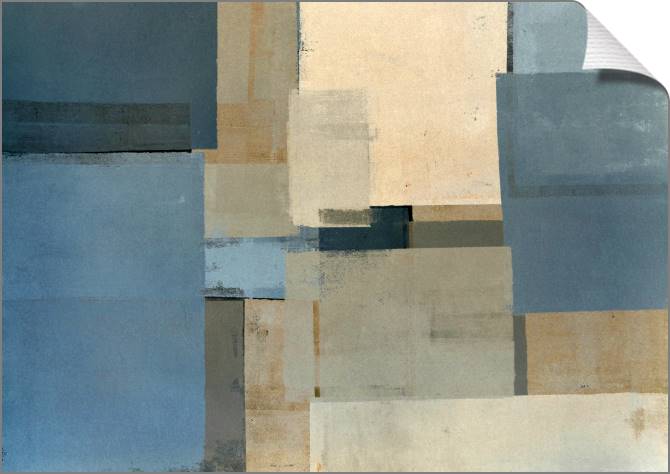 Купить и печать на заказ Картины на холсте Синяя и бежевая абстракция