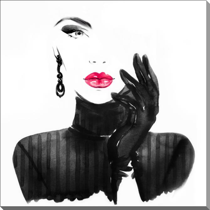 Картины на пластике, пеноркартоне Stylish girl in black