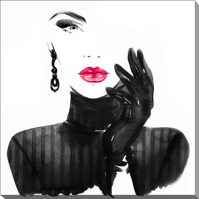 Paintings on canvas Stylish girl in black