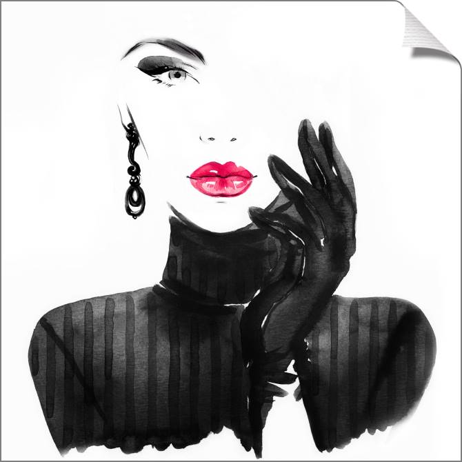 Купить и печать на заказ Картины на холсте Стильная девушка в черном