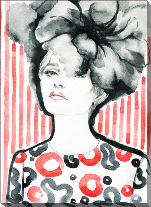 Paintings on canvas Girl with flower in her hair watercolour