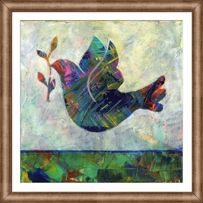 Купить и печать на заказ Картины в рамке, багете Голубь с веточкой