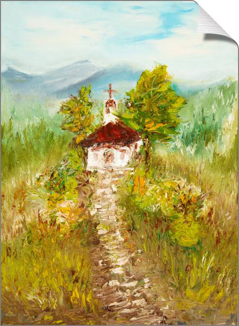Paintings on canvas The chapel in the village