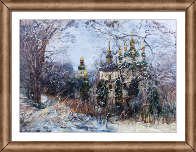Купить и печать на заказ Картины в рамке, багете Церковь зимой