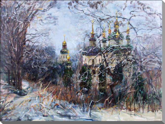 Картины на пластике, пеноркартоне Church in winter