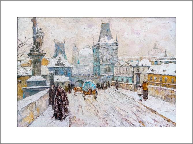 Купить и печать на заказ Картины, фото с паспарту Прага Карлов мост