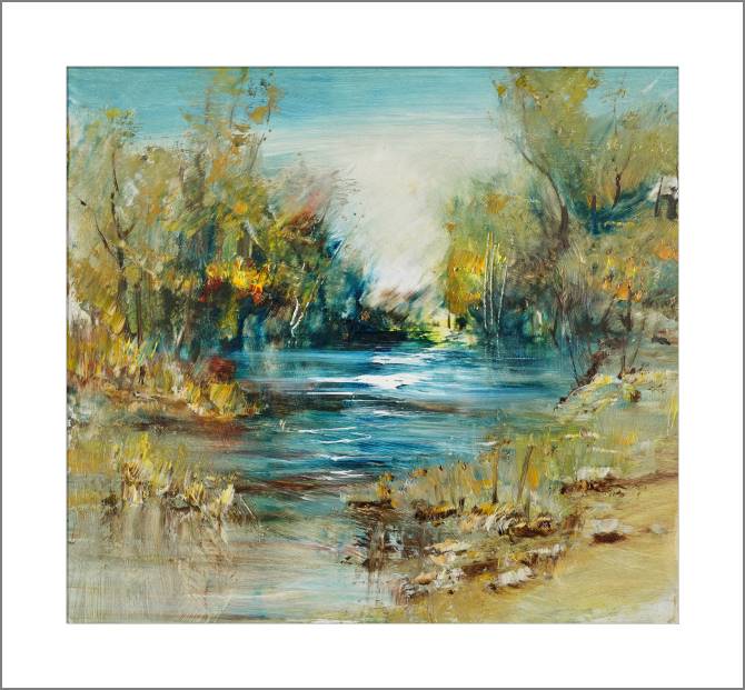 Купить и печать на заказ Картины, фото с паспарту Река летом