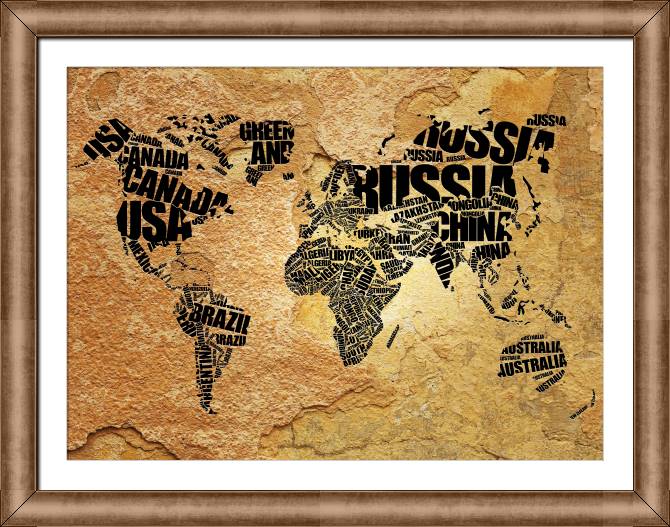 Купить и печать на заказ Картины в рамке, багете Карта на текстурном фоне