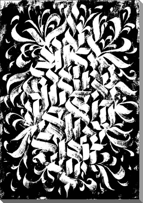 Paintings on plastic, foam cardboard Calligraphy Gothic