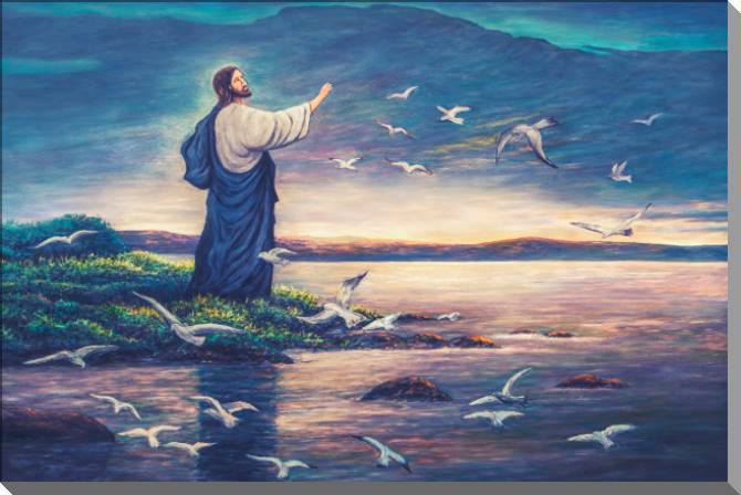 Картины на пластике, пеноркартоне Jesus on the shore