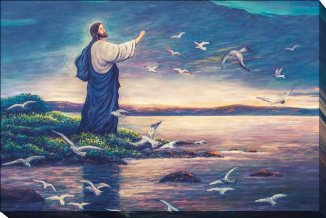 Paintings on canvas Jesus on the shore