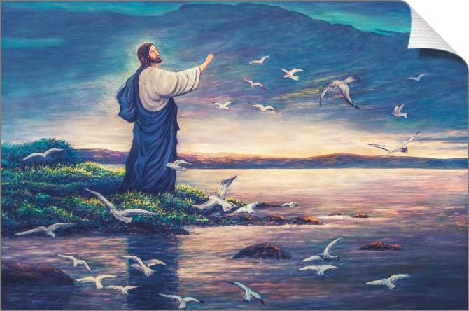 Купить и печать на заказ Картины на холсте Иисус на берегу