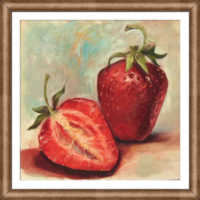 Купить и печать на заказ Картины в рамке, багете Клубника живопись