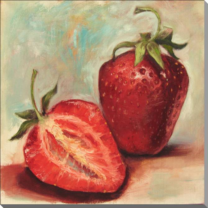 Картины на пластике, пеноркартоне Strawberry painting