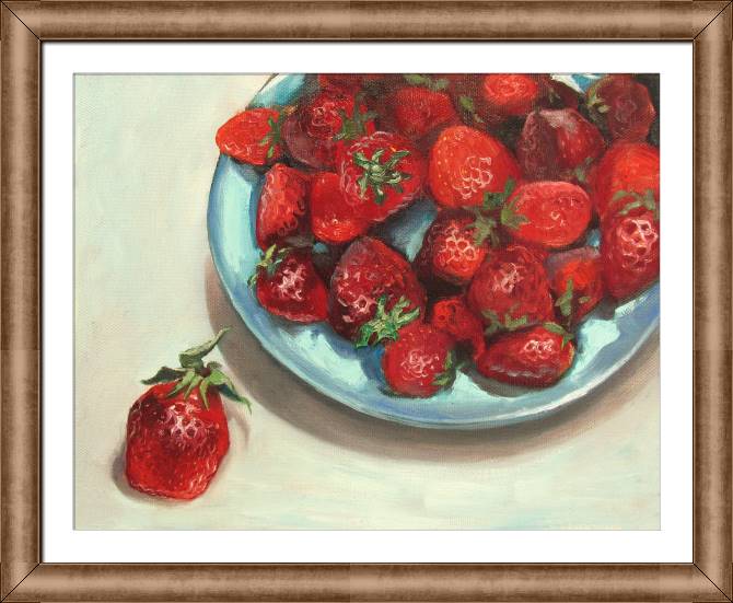 Купить и печать на заказ Картины в рамке, багете Клубника в тарелке