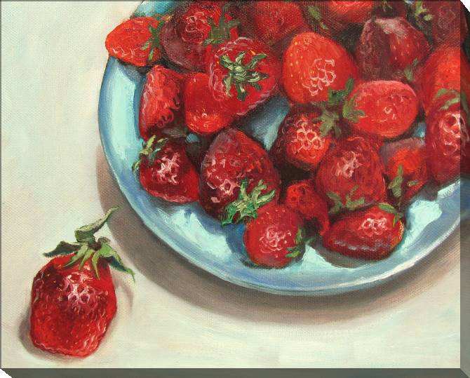 Paintings on canvas Strawberry in a plate