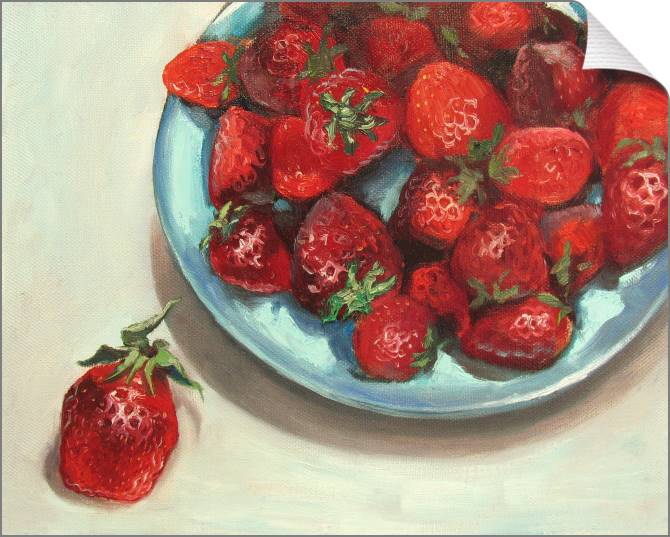 Купить и печать на заказ Картины на холсте Клубника в тарелке