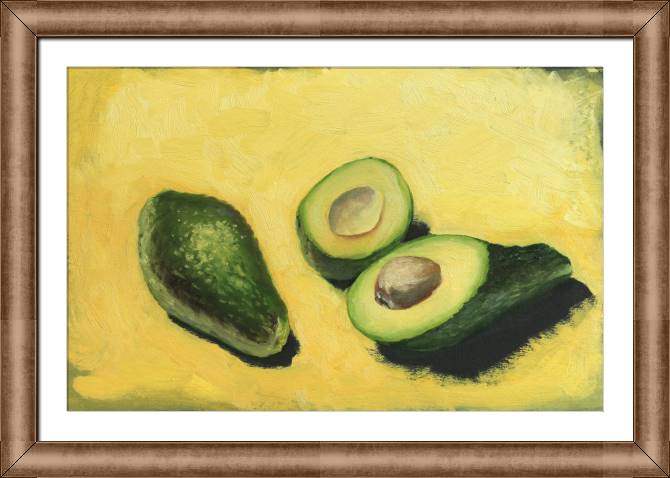 Купить и печать на заказ Картины в рамке, багете Разрезанный авокадо