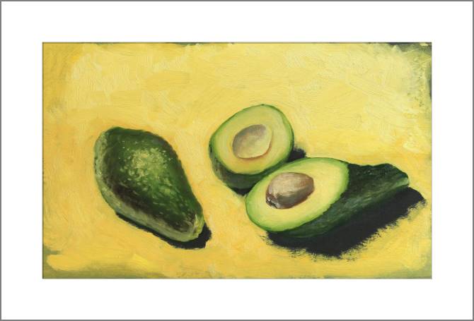 Купить и печать на заказ Картины, фото с паспарту Разрезанный авокадо