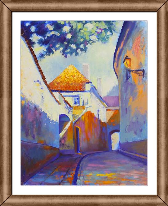 Купить и печать на заказ Картины в рамке, багете Утро в европейском городе