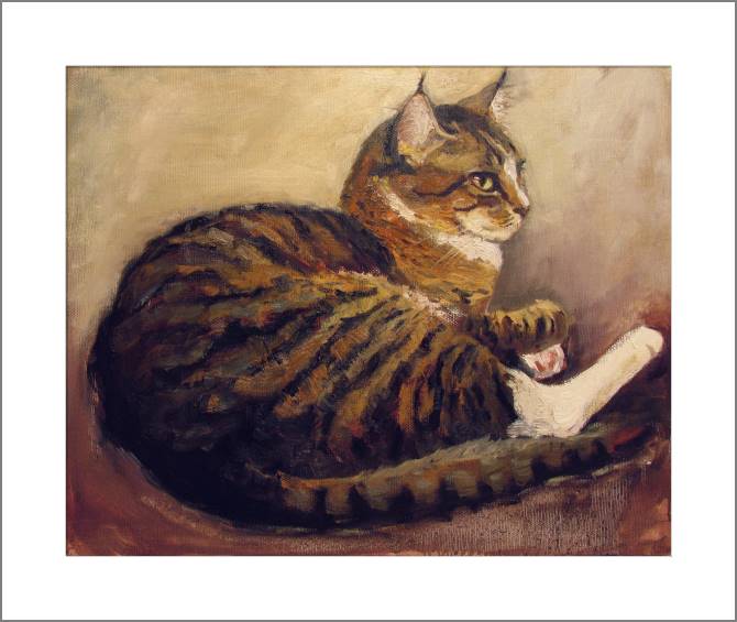 Купить и печать на заказ Картины, фото с паспарту Полосатый кот