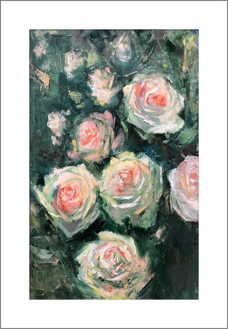 Купить и печать на заказ Картины, фото с паспарту Розы в саду