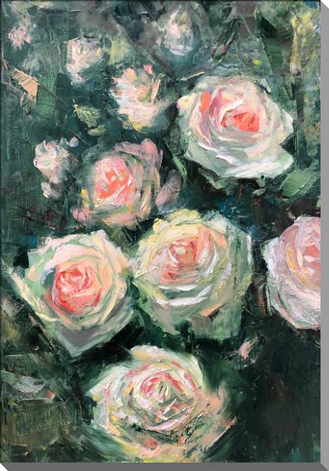 Картины на пластике, пеноркартоне The roses in the garden