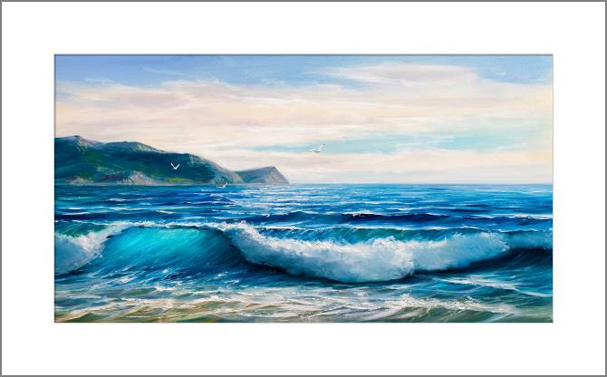 Купить и печать на заказ Картины, фото с паспарту Синее море