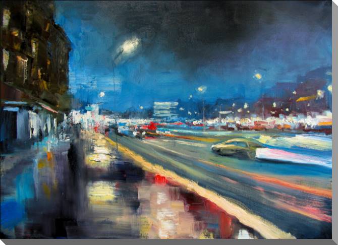Картины на пластике, пеноркартоне Night city painting