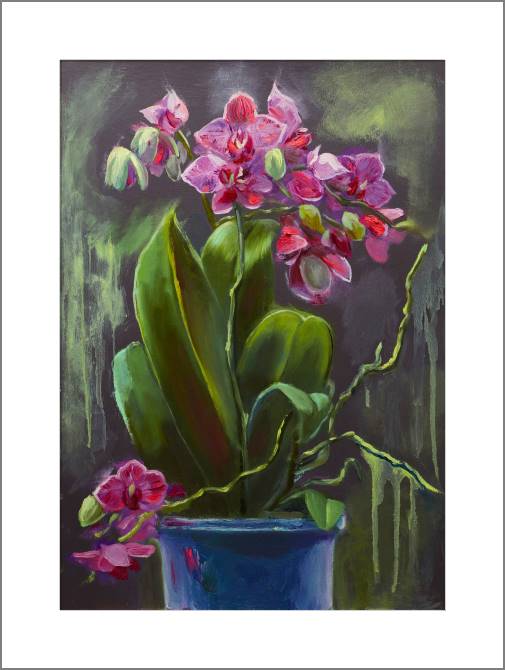 Купить и печать на заказ Картины, фото с паспарту Розовая орхидея