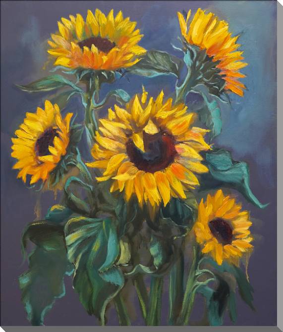 Картины на пластике, пеноркартоне Sunflowers painting