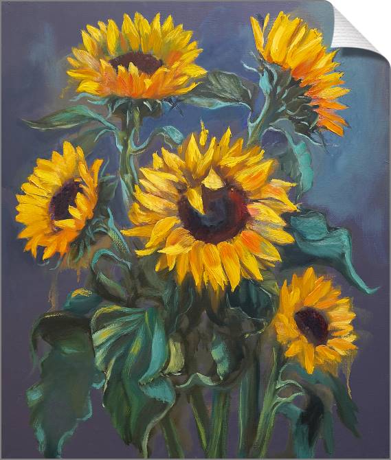 Купить и печать на заказ Картины на холсте Подсолнухи живопись